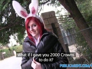 PublicAgent Hot Easter Bunny Girl Fucked Outside
