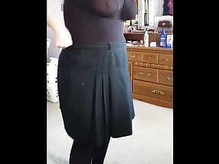 putting on her transparent black girdle, big tits,nipples